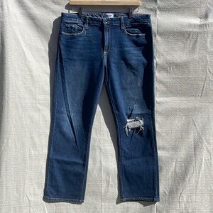 Paige Womens Brigitte Crop Mid-Rise Boyfriend Jeans Blue Distressed Size 32